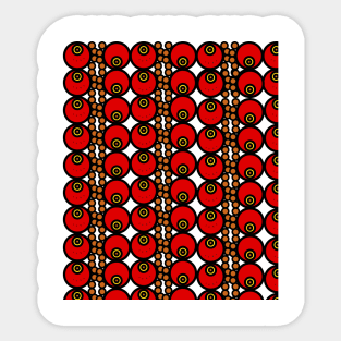 Circular geometric pattern with red and orange circles Sticker